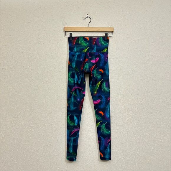 TEREZ Feather Print High-Rise Full Length Leggings in Black Multicolor - Picture 6 of 13
